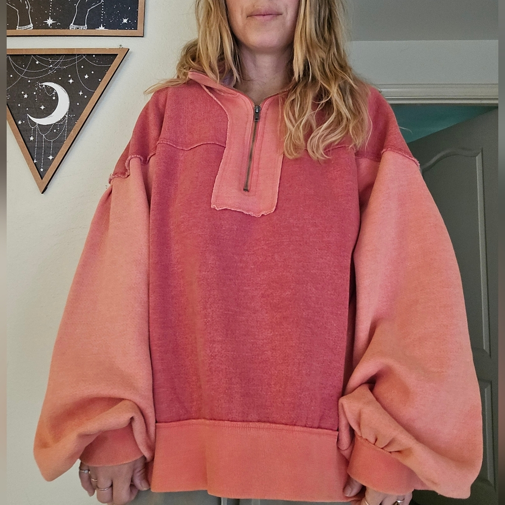 We The Free Two-Tone Pink Cowl Neck Sweater - Picture 7 of 9